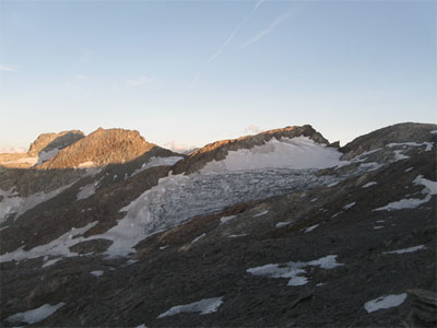 Ледник Роше Блан, вид с перевала Рошер Блан